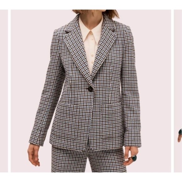 kate spade Jackets & Blazers - Kate Spade French Cream Pop Houndstooth Blazer Jacket Size 4